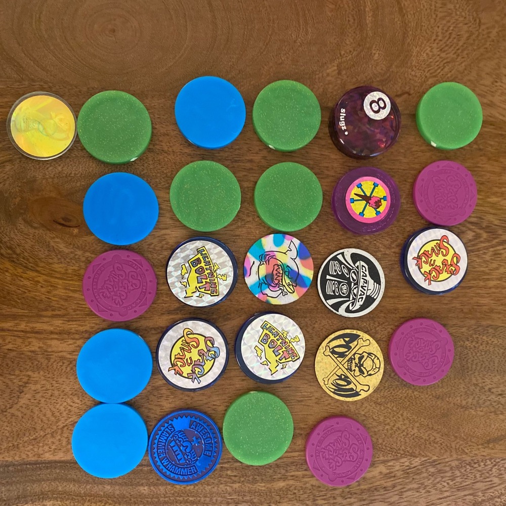 Vintage 90s Pogs Slammers Lot 25pc Imperial Slammer Whammers Stack Shack Plastic